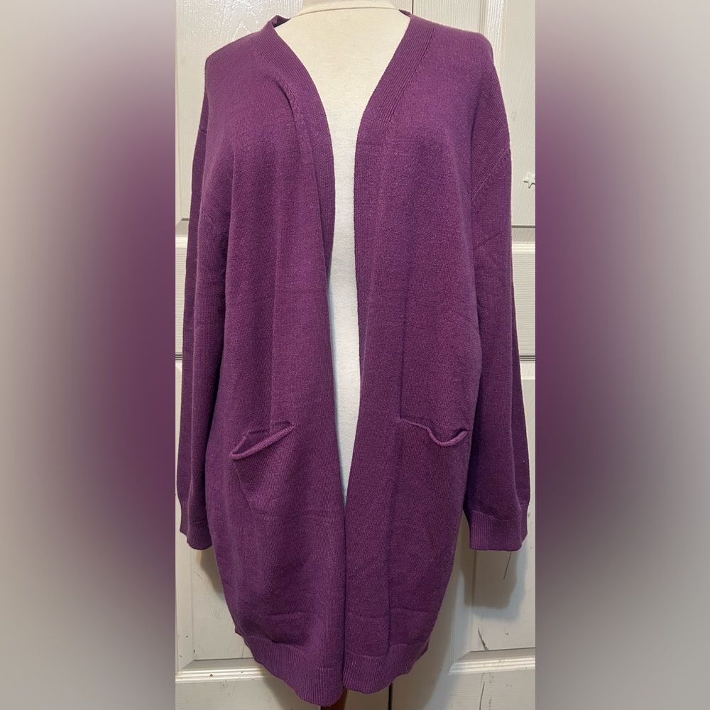 New 78 & Sunny Purple Open-Front Cardigan with pockets size 1X